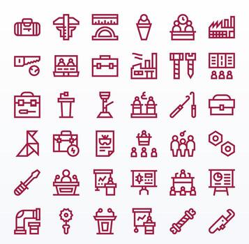 36 negrita línea íconos para taller en crujiente 64 x 64 píxel optimizado resolución vector