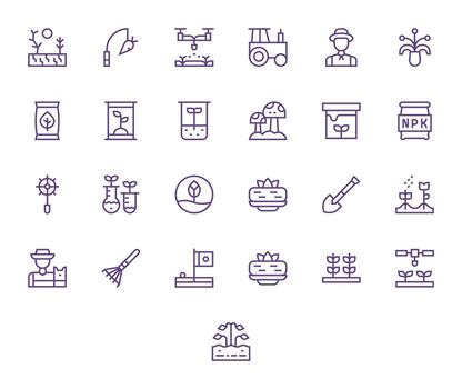 Regular Line Editable Icons from Soil Set with 25 64x64 Icons vector