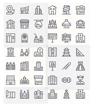edificio exhaustivo haz con 42 píxel optimizado regular línea 64 x 64 íconos vector