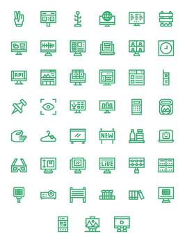 Bold Line Pixel Optimized Icons from Display Set with 45 128x128 Icons vector