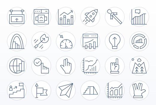 24 Icons for Upward featuring 128x128 Pixel Aligned Thin Line Graphics vector
