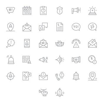 urgente exhaustivo haz con 32 píxel optimizado Delgado línea retina Listo íconos vector