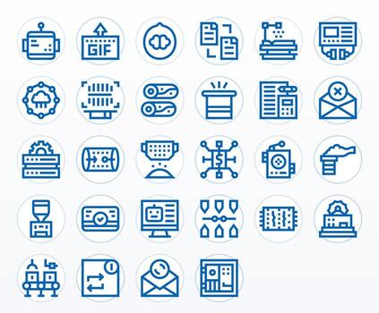 Bold Line PIXEL Perfect Icons from Processing Set with 28 128x128 Icons vector