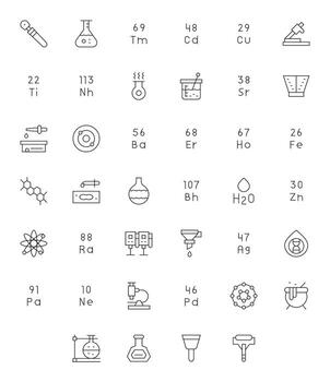 40 Thin Line Icons from Chemistry in High Resolution Pixel Aligned Quality vector