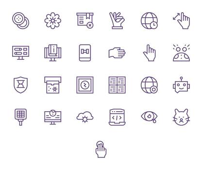 25 PIXEL Perfect 256x256 Icons for Software in elegant Regular Line design vector