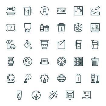 Empty Icon Toolkit featuring 35 Display Perfect 64x64 Regular Line elements vector
