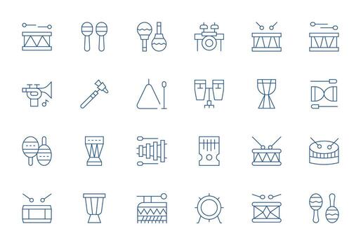 24 Thin Line Icons from Percussion in 128x128 Pixel Optimized Quality vector