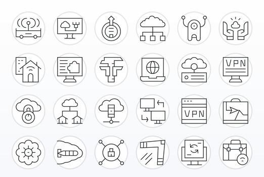 Remote Access Graphics featuring 24 Thin Line Display Perfect 256x256 Designs vector