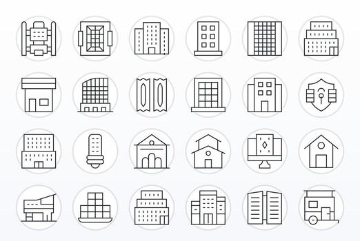 Windows Comprehensive Bundle with 24 PIXEL Perfect Thin Line Retina Ready Icons vector
