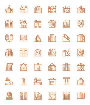 42 Regular Line Pixel Optimized Vectors for Property Theme