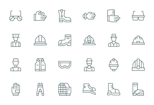 Labor Comprehensive Bundle with 24 Pixel Aligned Thin Line Retina Ready Icons vector