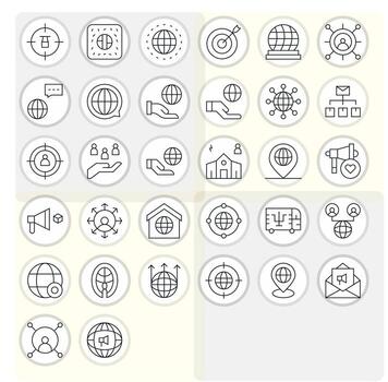 Outreach Icon Repository containing 32 Thin Line 256x256 Pixel Aligned graphics vector