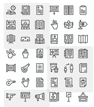 Regular Line Pixel Aligned Icons from Instruction Set with 42 128x128 Icons vector