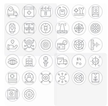 Tracking Essential Set including 32 Pixel Optimized Thin Line High Resolution Icons vector