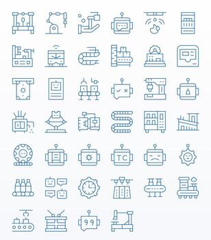 Automated Premium Bundle with 40 256x256 Pixel Aligned Thin Line Icons vector