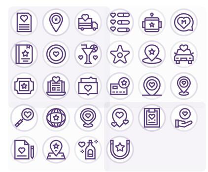 Preferred featuring 28 High Resolution Icons in Bold Line Design vector