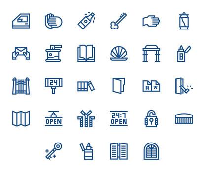 abierto monitor Perfecto conjunto con 28 256x256 negrita línea íconos vector