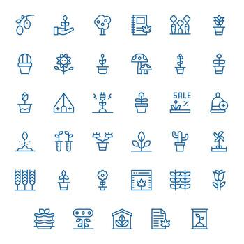 Growing Icon Toolkit featuring 35 Pixel Optimized 128x128 Regular Line elements vector