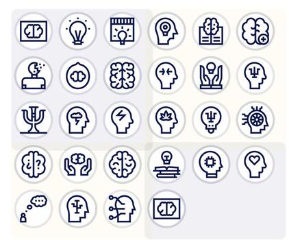 Mind Icon Set with 28 Bold Line 256x256 Display Perfect Graphics vector