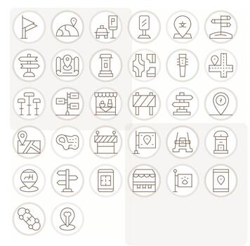 32 Delgado línea íconos diseñado para calle en 256x256 monitor Perfecto formato vector