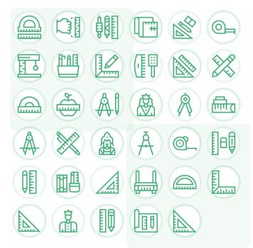 Regular Line PIXEL Perfect Icons from Ruler Set with 35 128x128 Icons vector