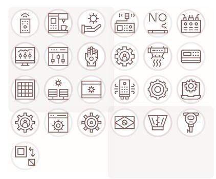 25 Regular Line Pixel Optimized 256x256 Icons from Control Panel Suite vector