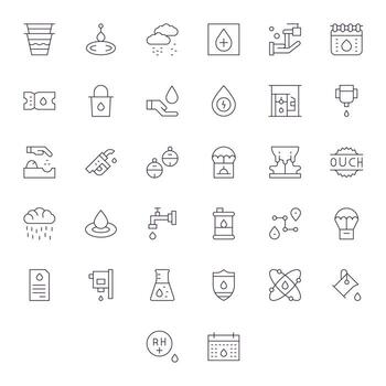 Thin Line Style Drop Icons with 32 Retina Ready Pixel Optimized Designs vector