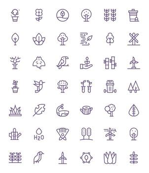 Ecology Icon Library with 42 Regular Line 64x64 Pixel Optimized Designs vector