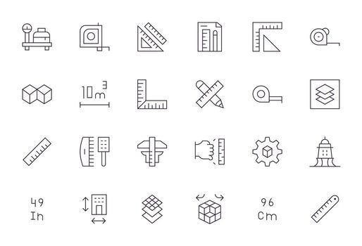 dimensión último paquete con 24 256x256 Delgado línea monitor Perfecto íconos vector