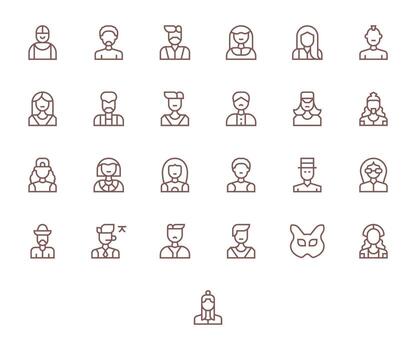 25 Icons for Headshot optimized in Display Perfect 128x128 Regular Line resolution vector