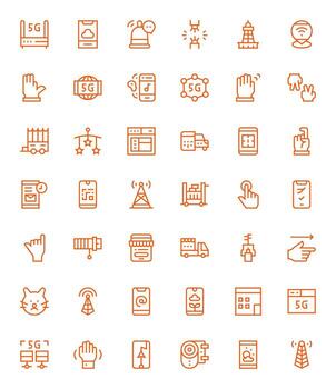 Mobile Scalable Set featuring 42 Pixel Aligned Regular Line 128x128 Icons vector