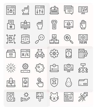 Software Premium Bundle with 42 High Resolution Display Perfect Regular Line Icons vector