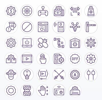 Control Icon Repository containing 35 Regular Line High Resolution Pixel Aligned graphics vector