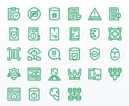 Data Integrity Icon Toolkit featuring 28 Pixel Optimized High Resolution Bold Line elements vector