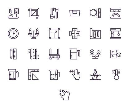 25 64x64 Regular Line Icons optimized for Scale Display Perfect display vector