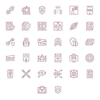 Secure Graphics Pack including 32 Thin Line High Resolution Display Perfect Icons vector