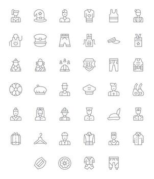 Uniform Icon Library with 40 Thin Line High Resolution Editable Designs vector