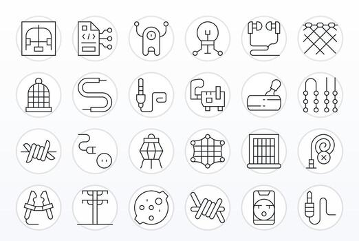 Wire Premium Bundle with 24 256x256 Display Perfect Thin Line Icons vector
