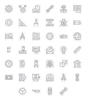 técnico prima haz con 40 128x128 píxel optimizado Delgado línea íconos vector