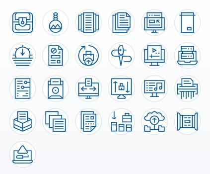 archivo administración exhaustivo haz con 25 monitor Perfecto regular línea 128x128 íconos vector