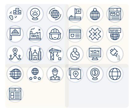 sitio icono caja de herramientas presentando 25 monitor Perfecto 256x256 regular línea elementos vector