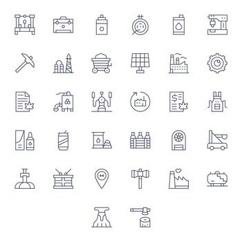 32 256x256 íconos para industria en píxel optimizado Delgado línea formato vector