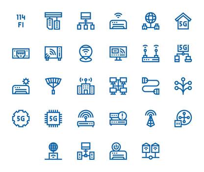 28 High Resolution Bold Line Icons for Router with PIXEL Perfect precision vector