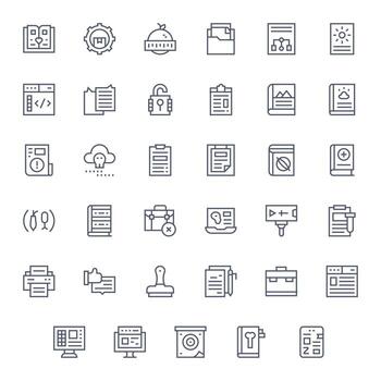 File Comprehensive Bundle with 35 Display Perfect Regular Line 128x128 Icons vector