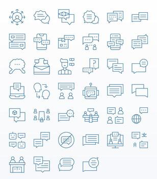 Dialogue Design Icons featuring 40 Display Perfect Thin Line Style vector