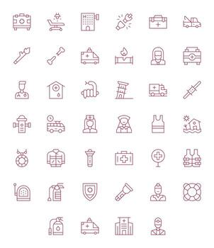 40 Delgado línea píxel optimizado íconos a la medida para emergencia retina Listo interfaz vector