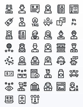 45 128x128 Bold Line Icons for Customer with Pixel Aligned precision vector