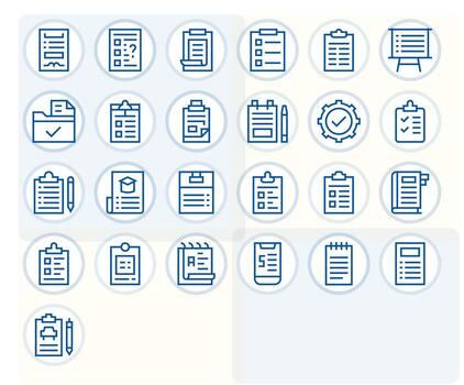 Lista de Verificación moderno colección con 25 regular línea alto resolución editable íconos vector