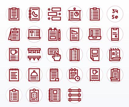 28 High Resolution Icons for List in Pixel Aligned Bold Line Format vector