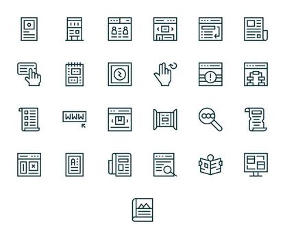 25 Retina Ready Icons for Page in Editable Regular Line Format vector